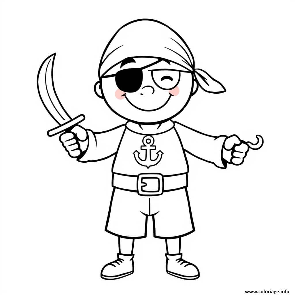 Dessin pirate maternelle garcon avec son epee Coloriage Gratuit à Imprimer