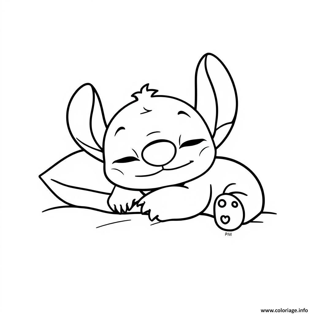 Dessin stitch dormant adorable 1 Coloriage Gratuit à Imprimer