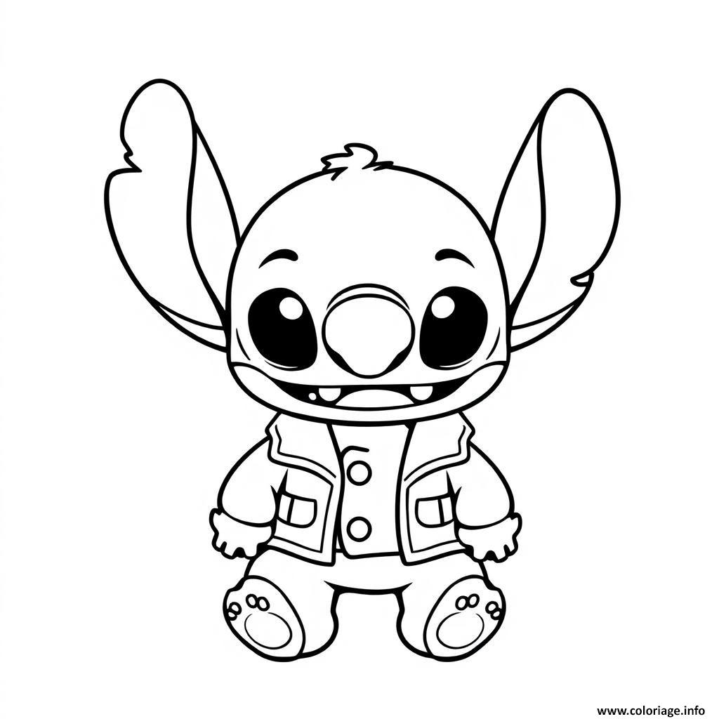 Dessin stitch en veste Coloriage Gratuit à Imprimer