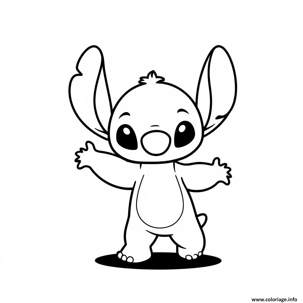 Dessin stitch debout avec les bras ouverts Coloriage Gratuit à Imprimer