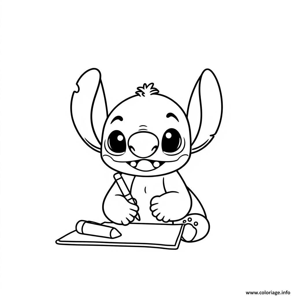 Dessin stitch dessinant Coloriage Gratuit à Imprimer