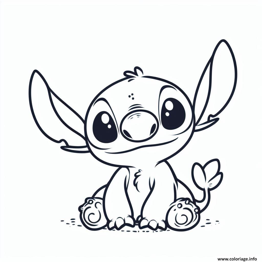 Dessin stitch adorable expression Coloriage Gratuit à Imprimer