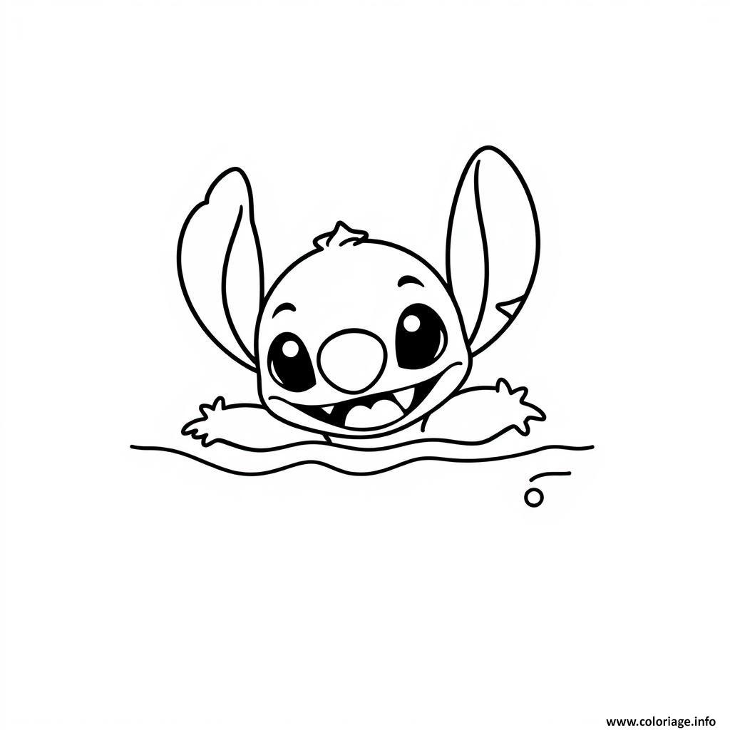 Dessin stitch souriant peekaboo Coloriage Gratuit à Imprimer