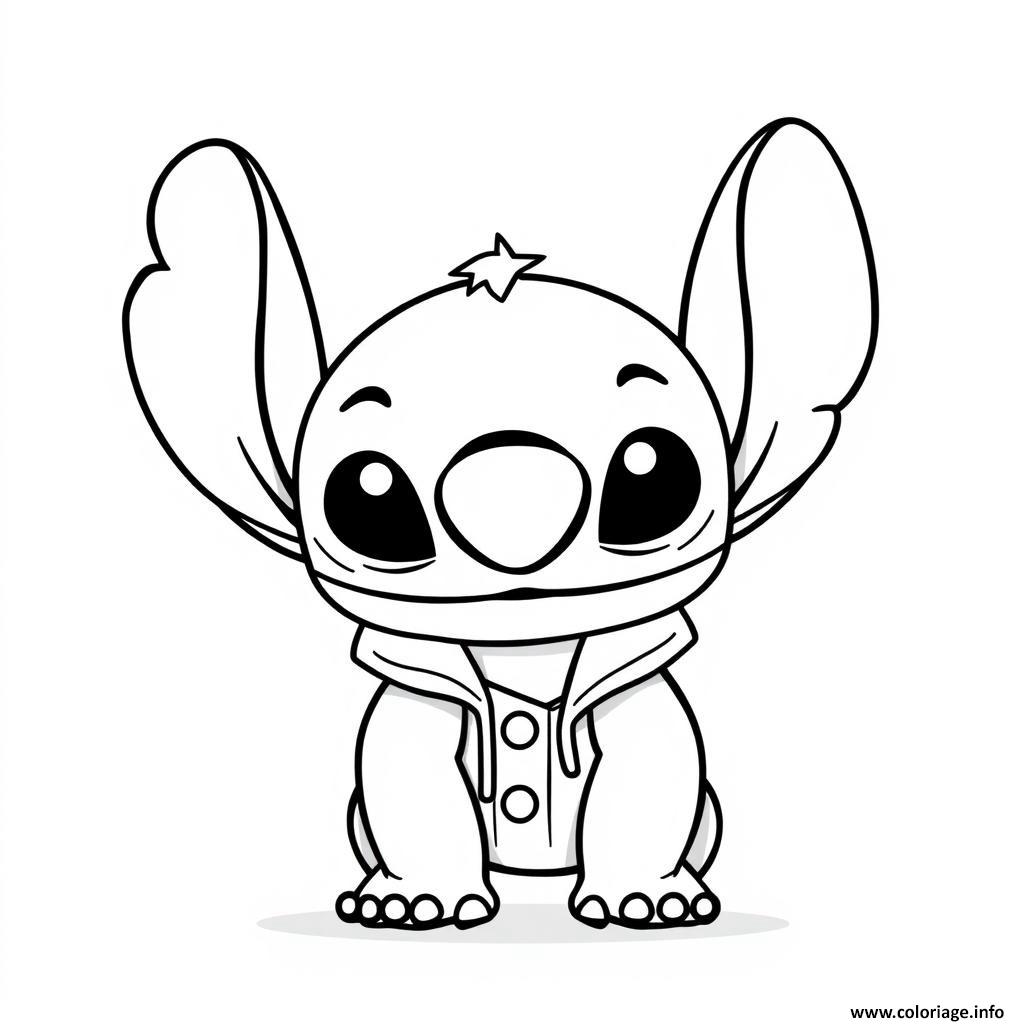 Dessin stitch en hoodie Coloriage Gratuit à Imprimer