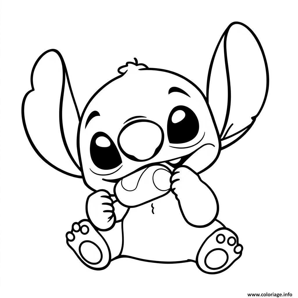 Dessin stitch mignon souriant adorable 1 Coloriage Gratuit à Imprimer