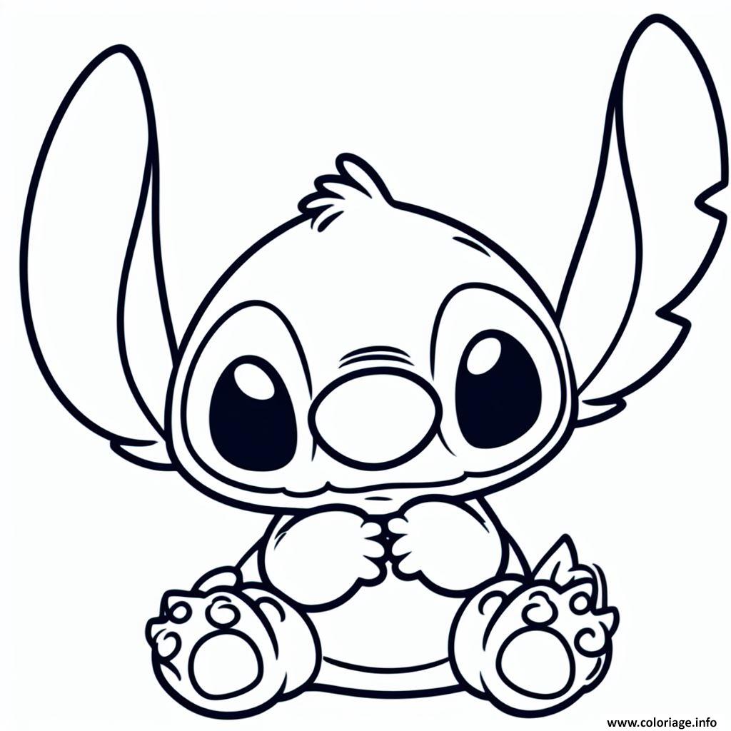 Dessin stitch mignon dessin simple Coloriage Gratuit à Imprimer