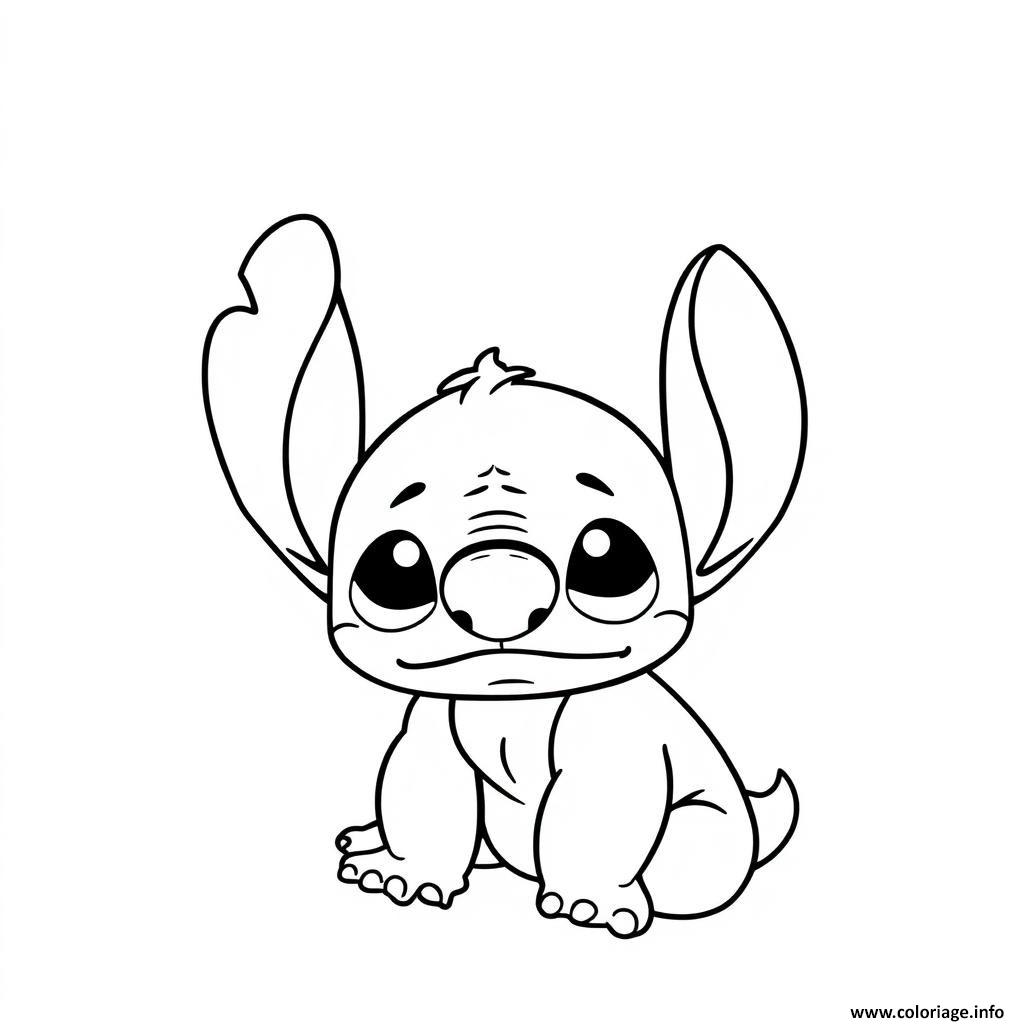 Dessin stitch assis triste Coloriage Gratuit à Imprimer