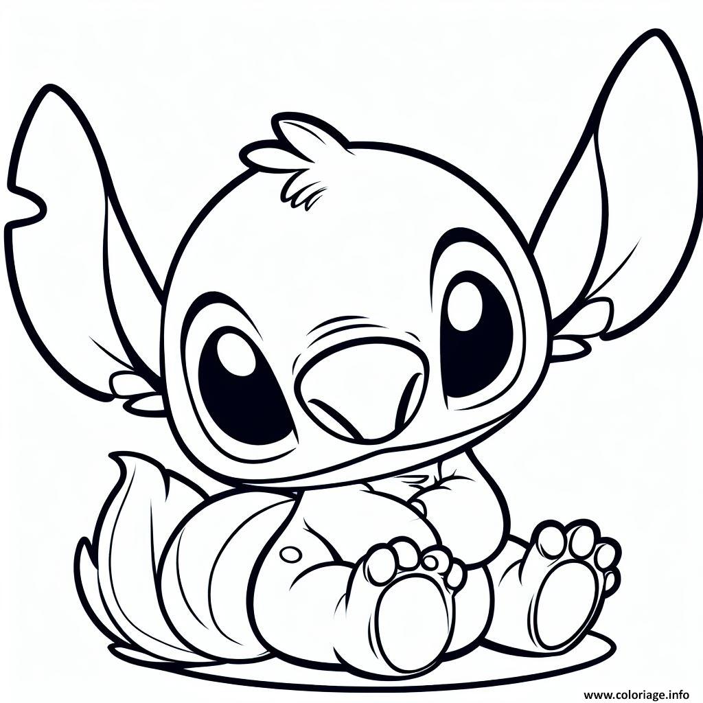 Dessin stitch bebe assis Coloriage Gratuit à Imprimer