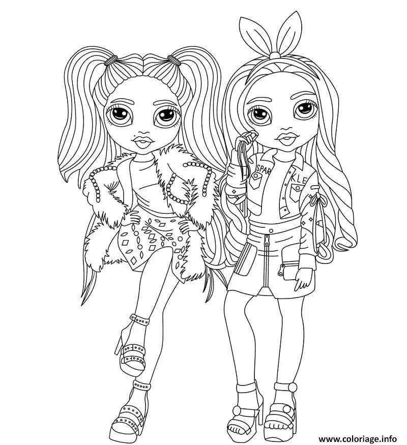 Dessin amaya raine et sunny madison en tenues stylees Coloriage Gratuit à Imprimer