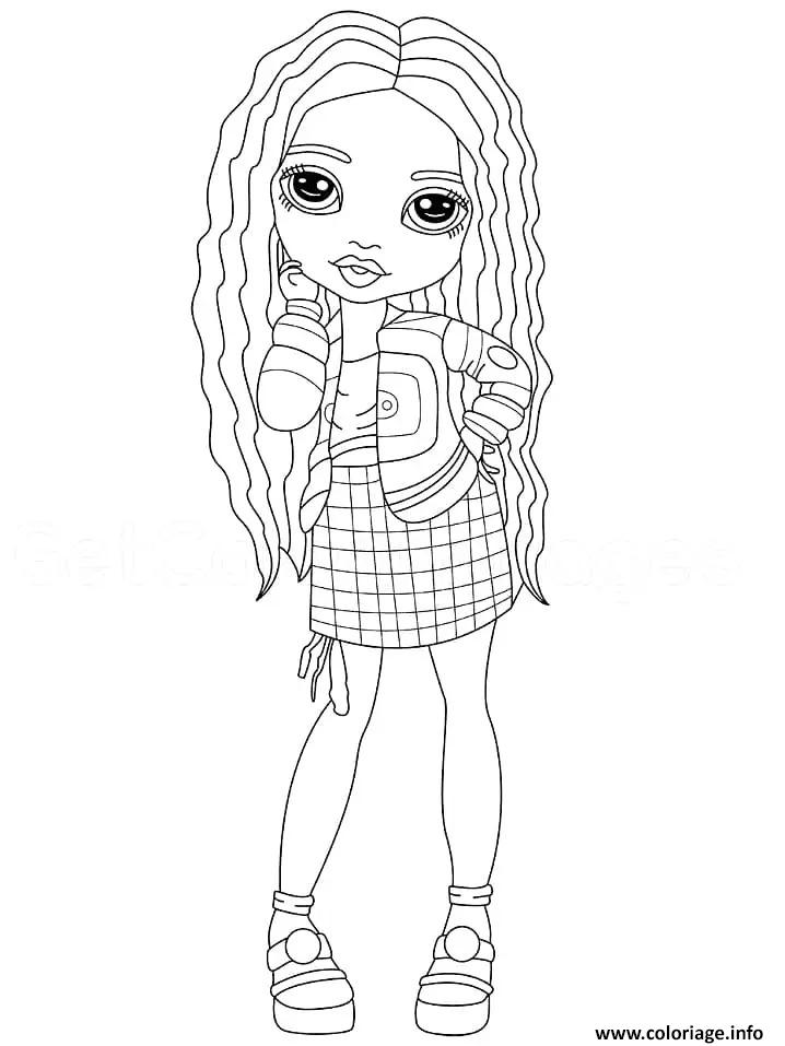 Dessin poupee rainbow high en tenue de mode Coloriage Gratuit à Imprimer