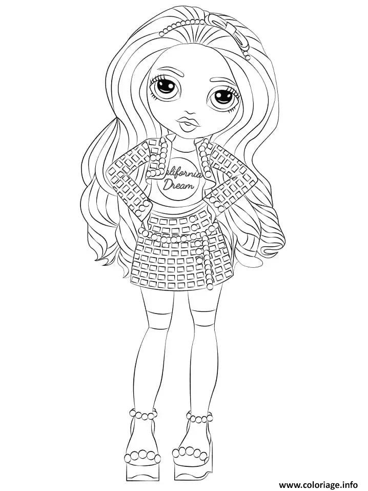 Dessin portrait de poupee rainbow high en tenue de mode Coloriage Gratuit à Imprimer