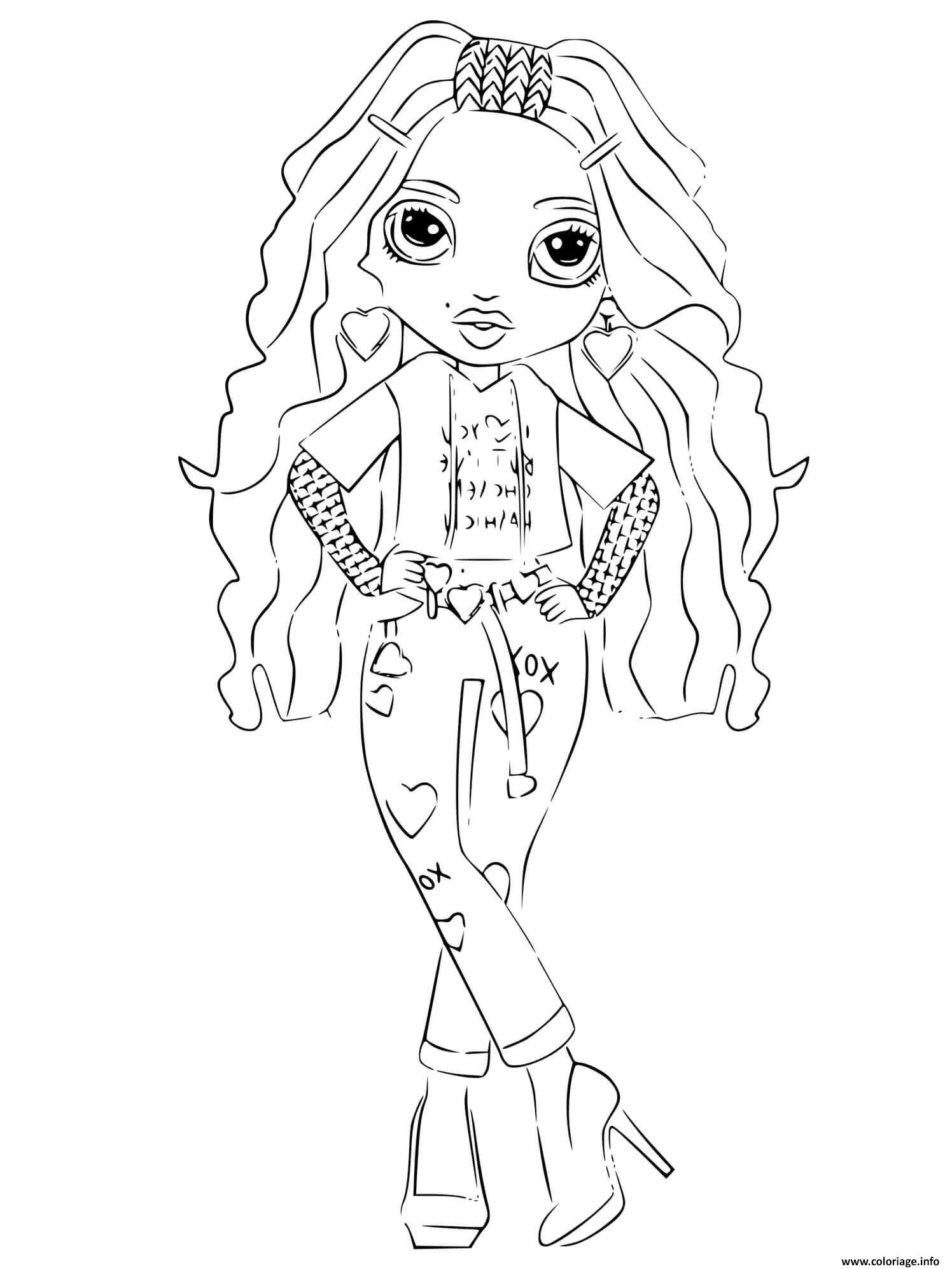 Dessin poupee bella parker de rainbow high en tenue stylee Coloriage Gratuit à Imprimer