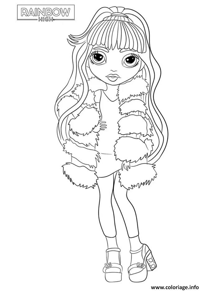 Dessin poupee rainbow high en tenue dhiver Coloriage Gratuit à Imprimer