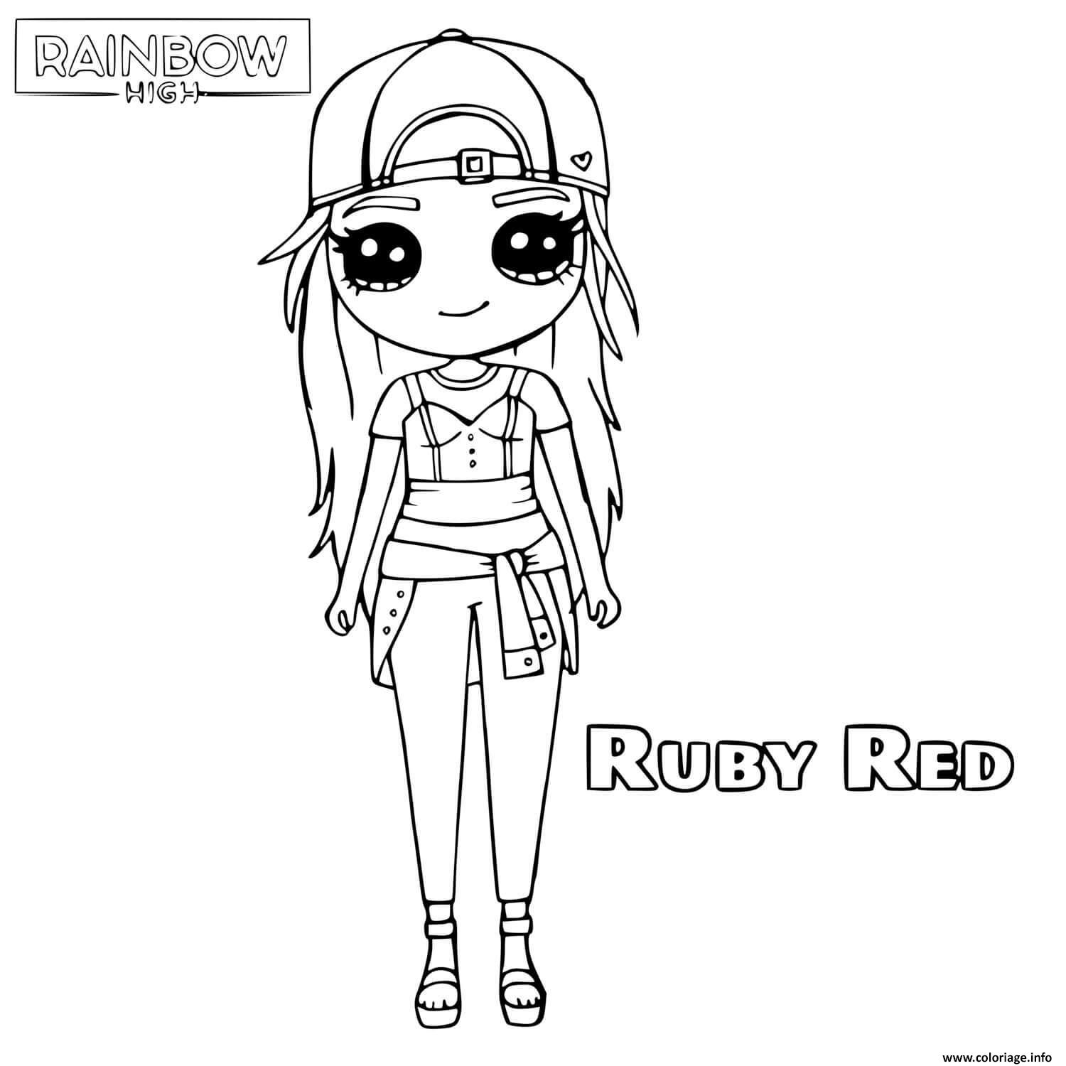 Dessin ruby anderson de rainbow high en tenue decontractee Coloriage Gratuit à Imprimer