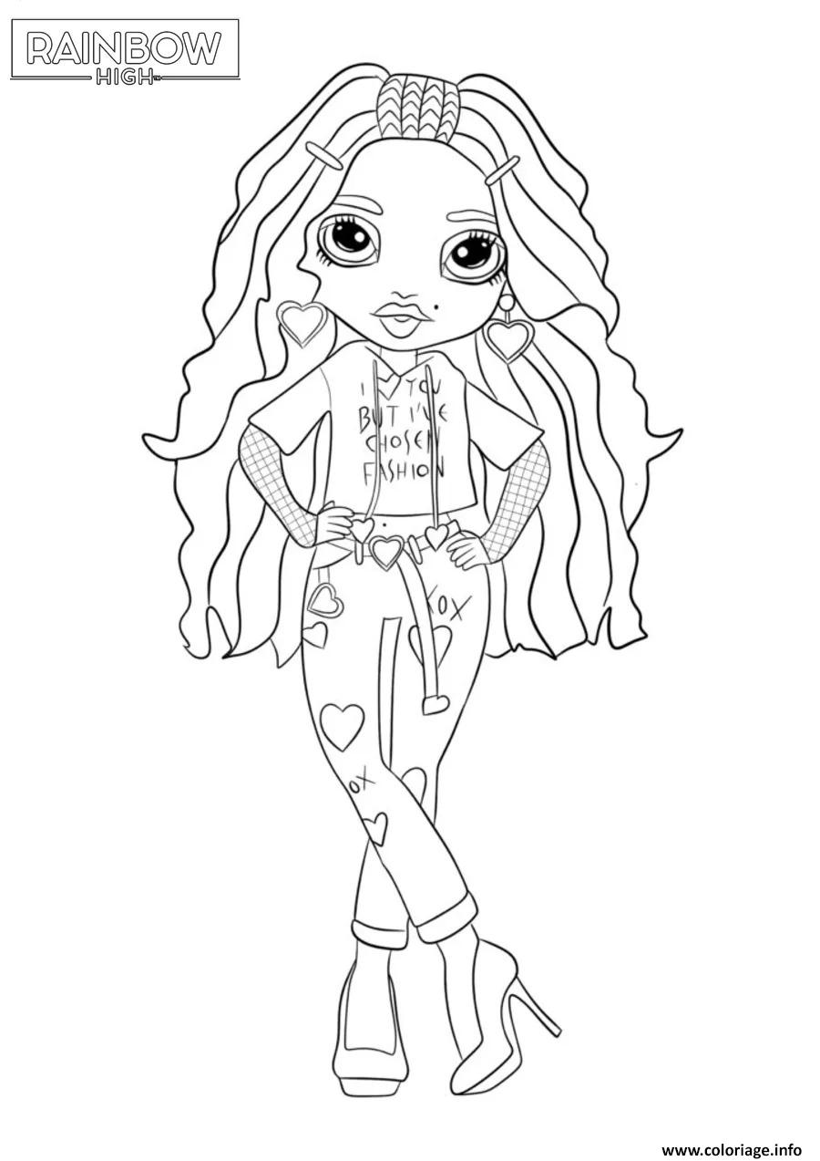 Dessin poupee rainbow high en tenue de mode stylisee Coloriage Gratuit à Imprimer