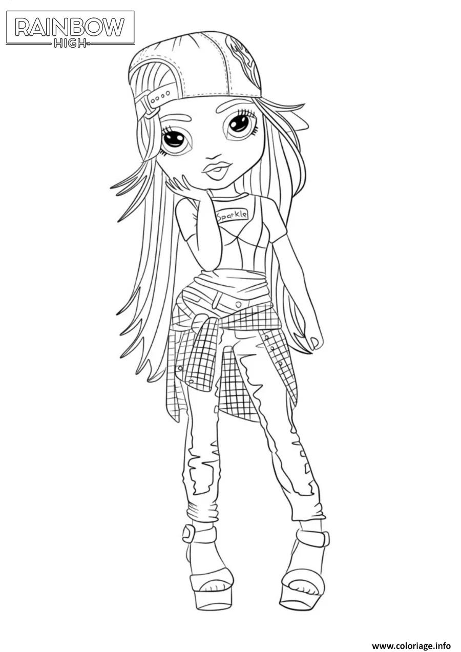 Dessin poupee rainbow high en tenue decontractee Coloriage Gratuit à Imprimer