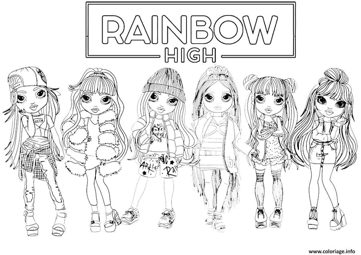 Dessin personnages rainbow high en style de mode Coloriage Gratuit à Imprimer