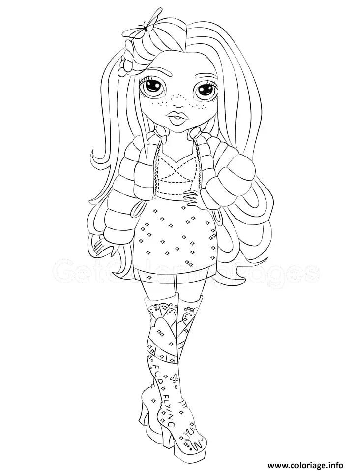 Dessin jeune fille stylee en tenue decontractee pour coloriage Coloriage Gratuit à Imprimer