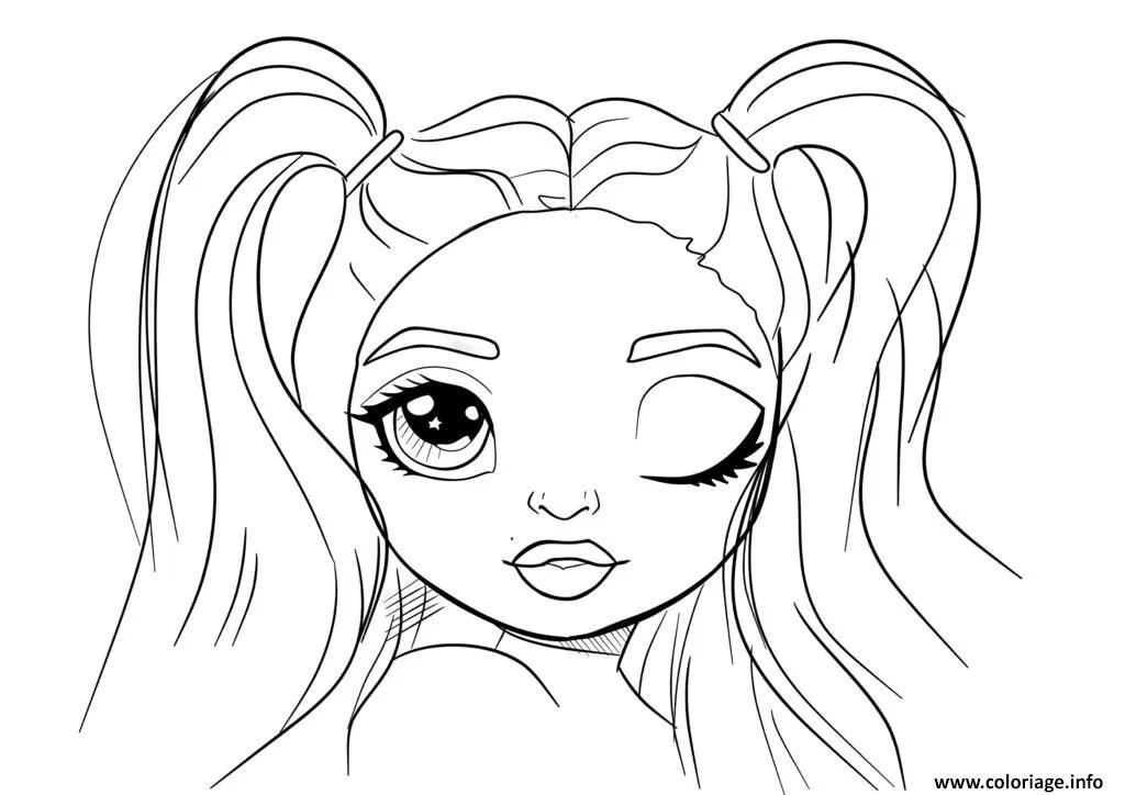 Dessin portrait fille avec couettes double coques Coloriage Gratuit à Imprimer