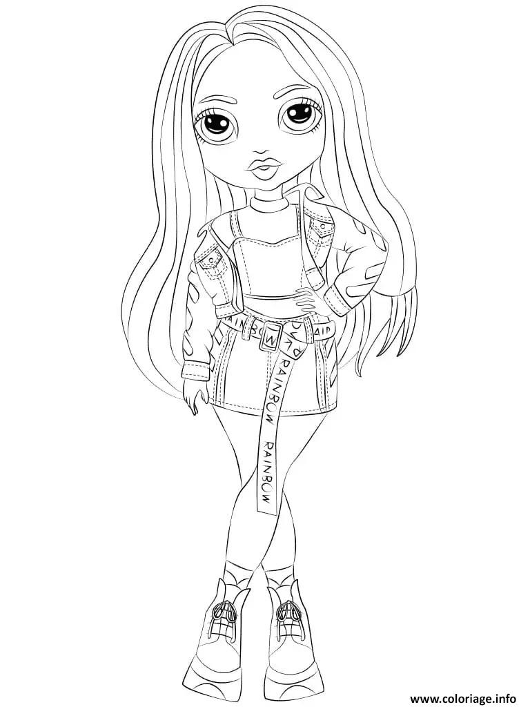 Dessin amaya raine de rainbow high en tenue de mode Coloriage Gratuit à Imprimer