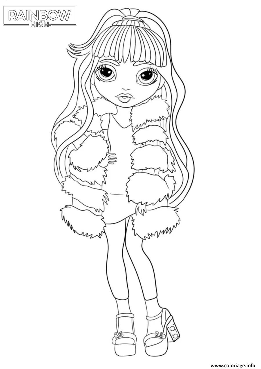 Dessin poupee rainbow high en tenue hivernale a colorier Coloriage Gratuit à Imprimer