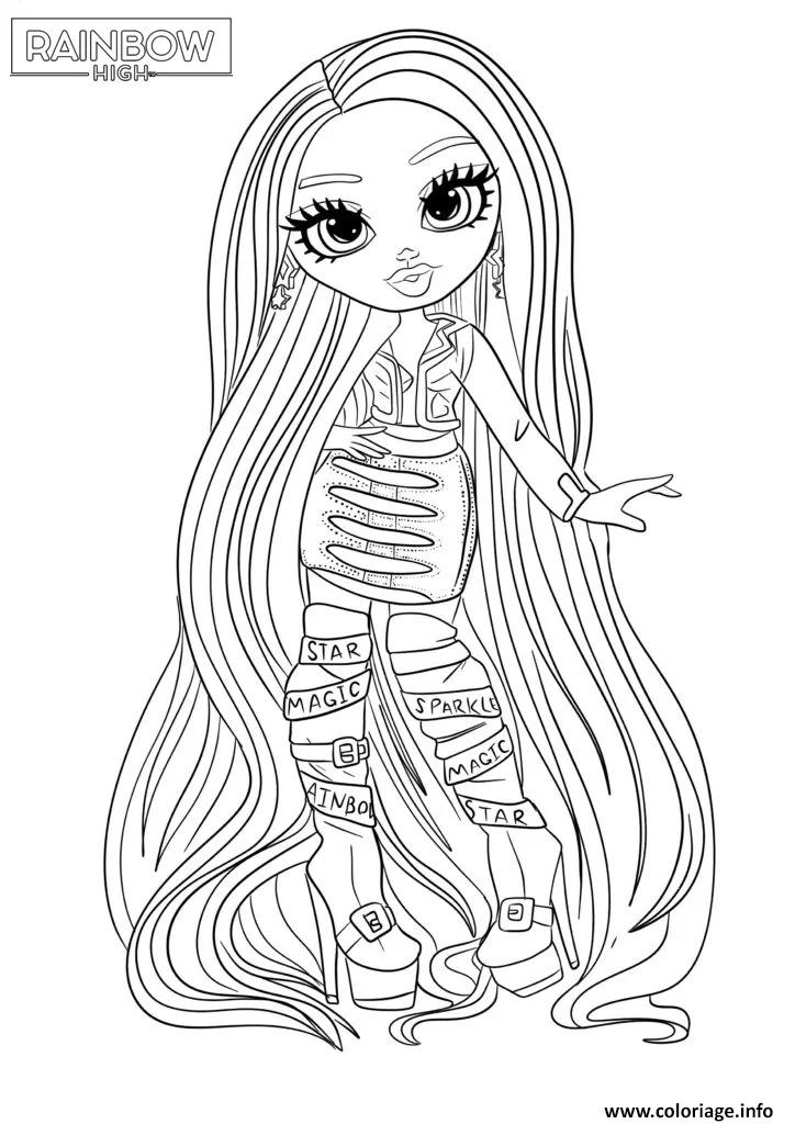 Dessin poupee rainbow high a colorier style moderne et mode Coloriage Gratuit à Imprimer