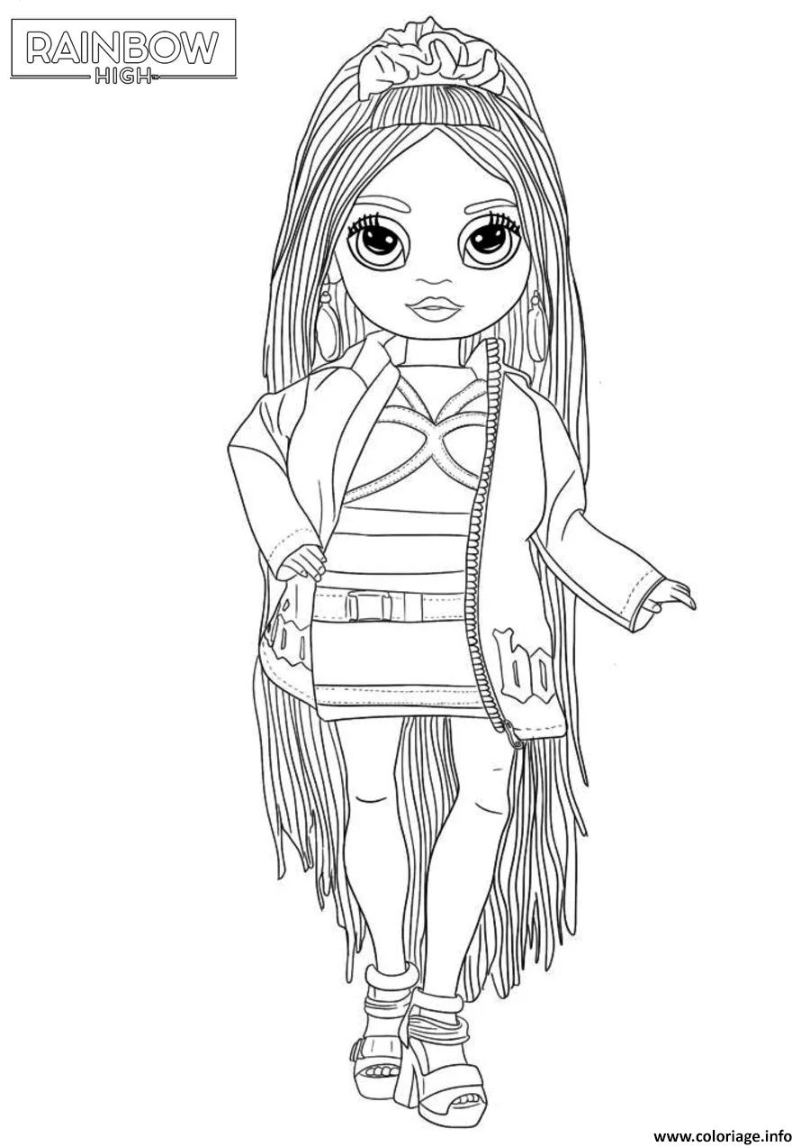 Dessin poupee rainbow high en tenue de mode detaillee Coloriage Gratuit à Imprimer