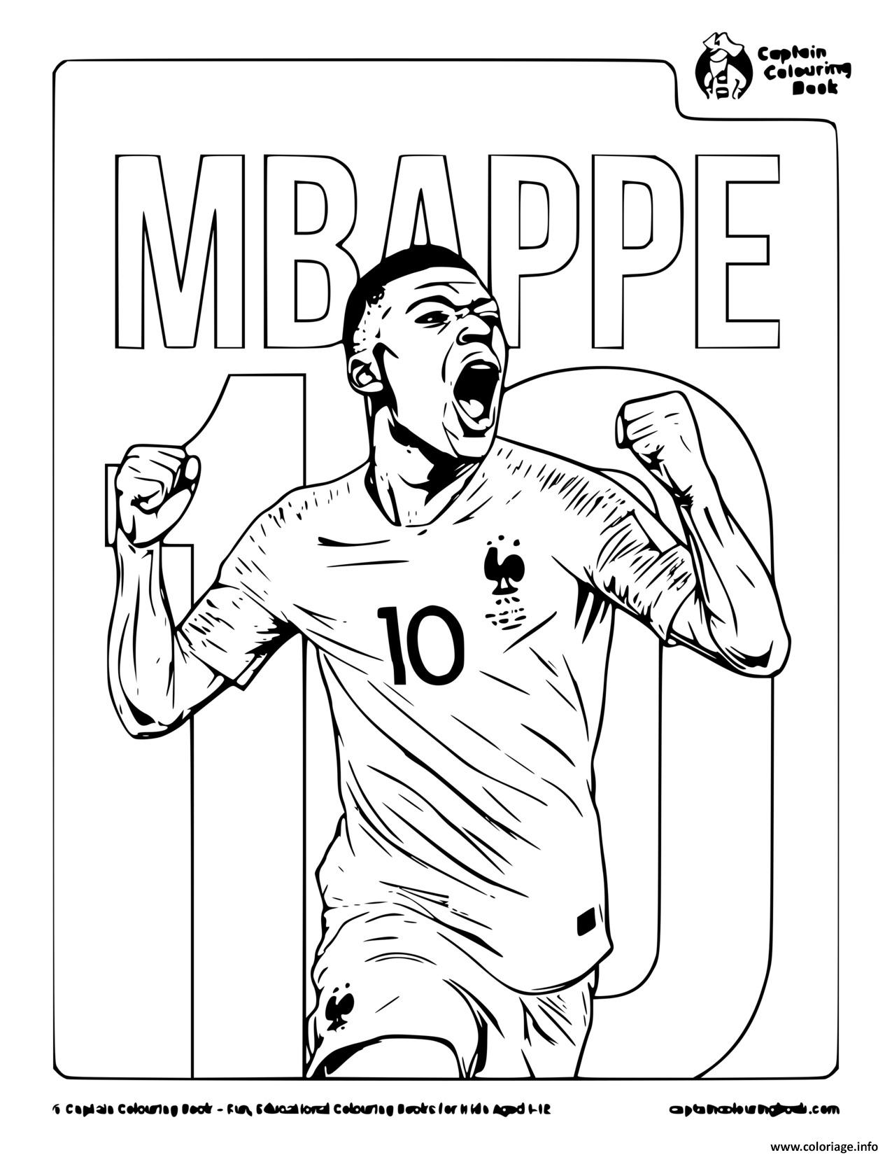 Dessin kylian mbappe celebration de joueur de football numero 10 Coloriage Gratuit à Imprimer