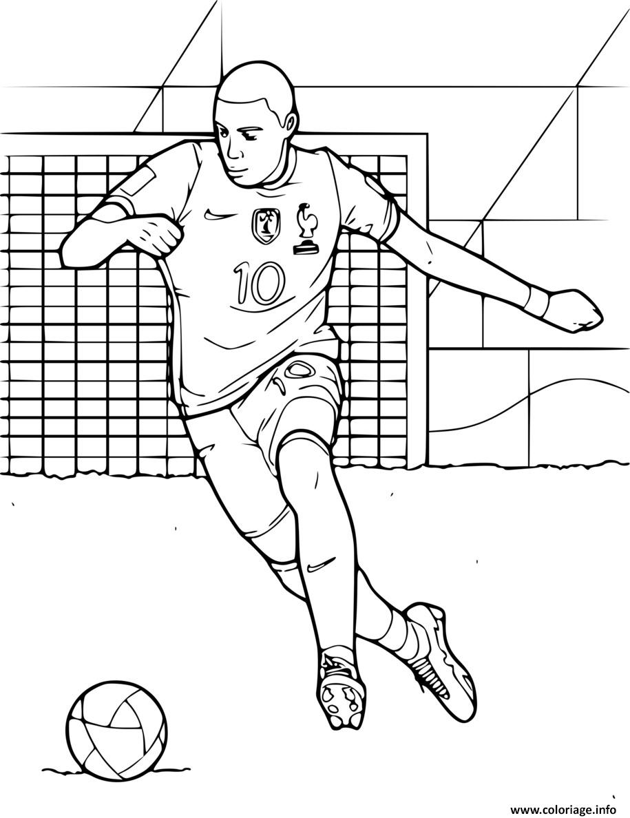 Dessin kylian mbappe joueur de football en action numero 10 Coloriage Gratuit à Imprimer