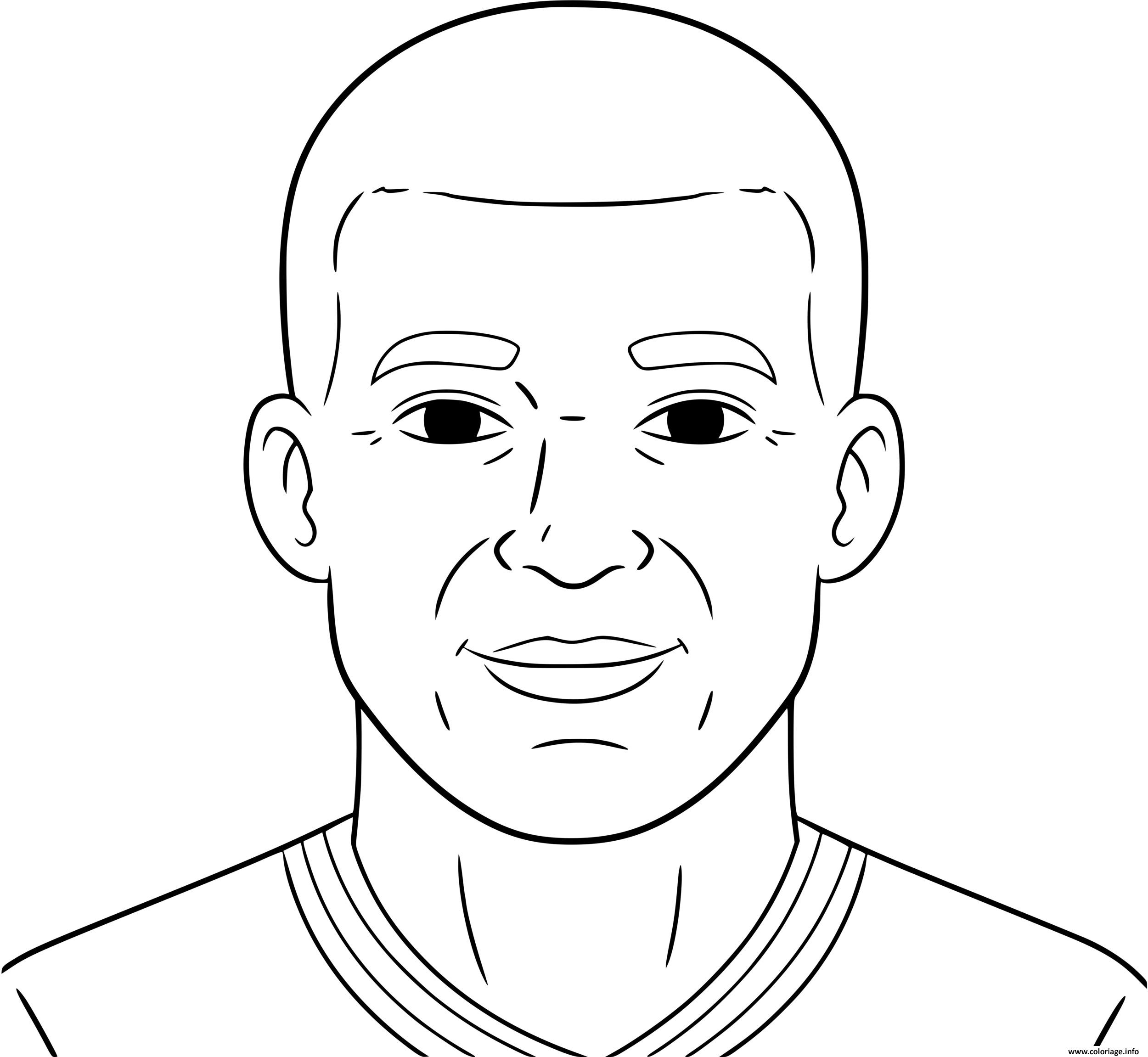 Dessin kylian mbappe portrait lineaire foot souriant Coloriage Gratuit à Imprimer