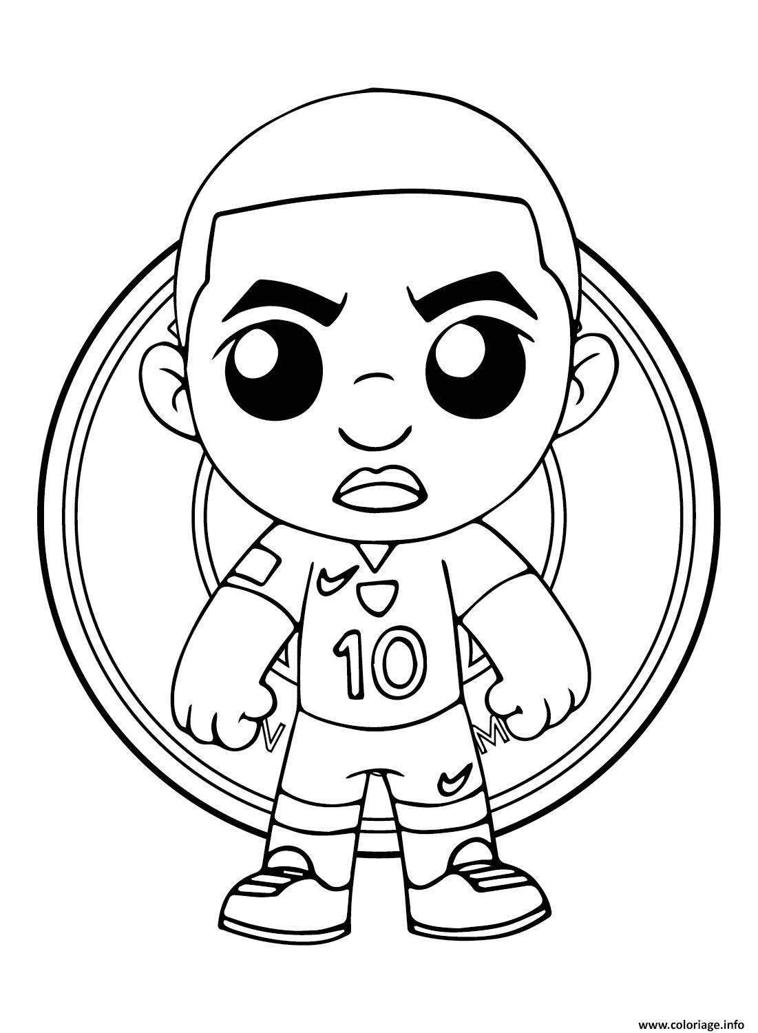 Dessin Kylian Mbappe Kawaii Chibi Coloriage Gratuit à Imprimer