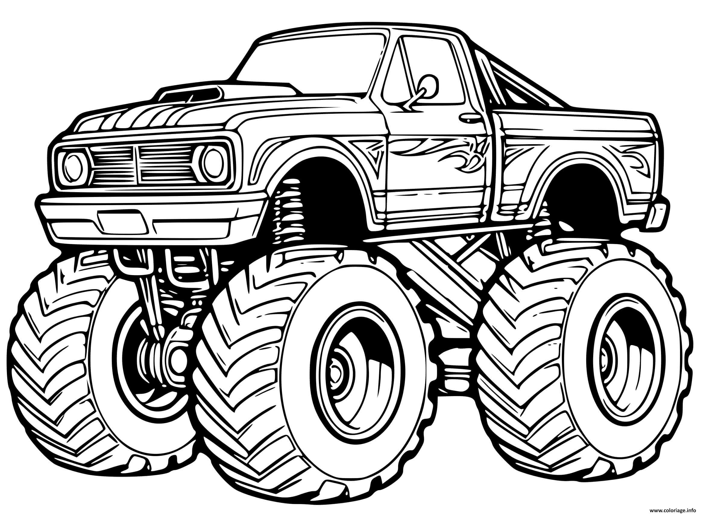 Dessin Hot Wheel Monster Truck Coloriage Gratuit à Imprimer