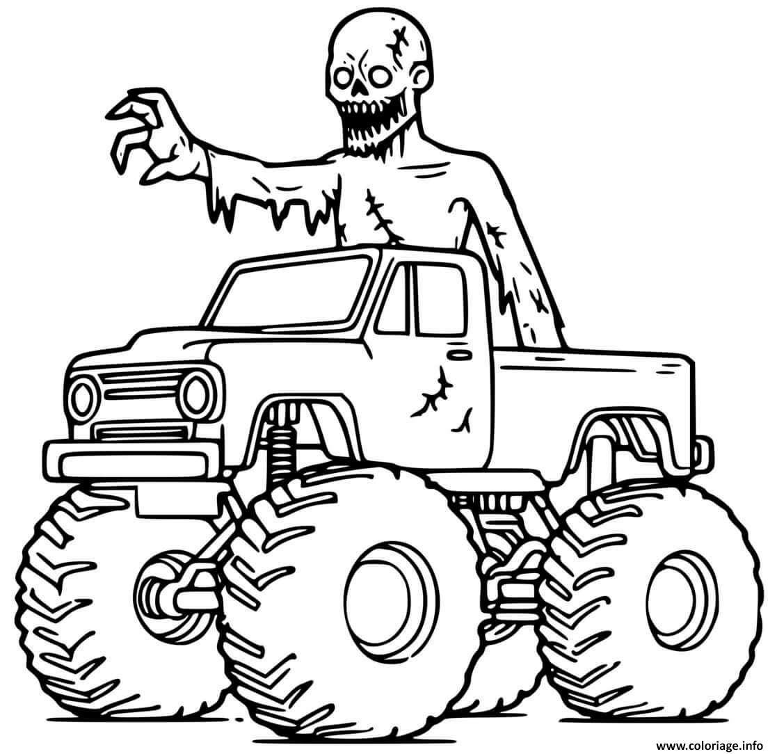 Dessin Zombie Monster Truck Coloriage Gratuit à Imprimer