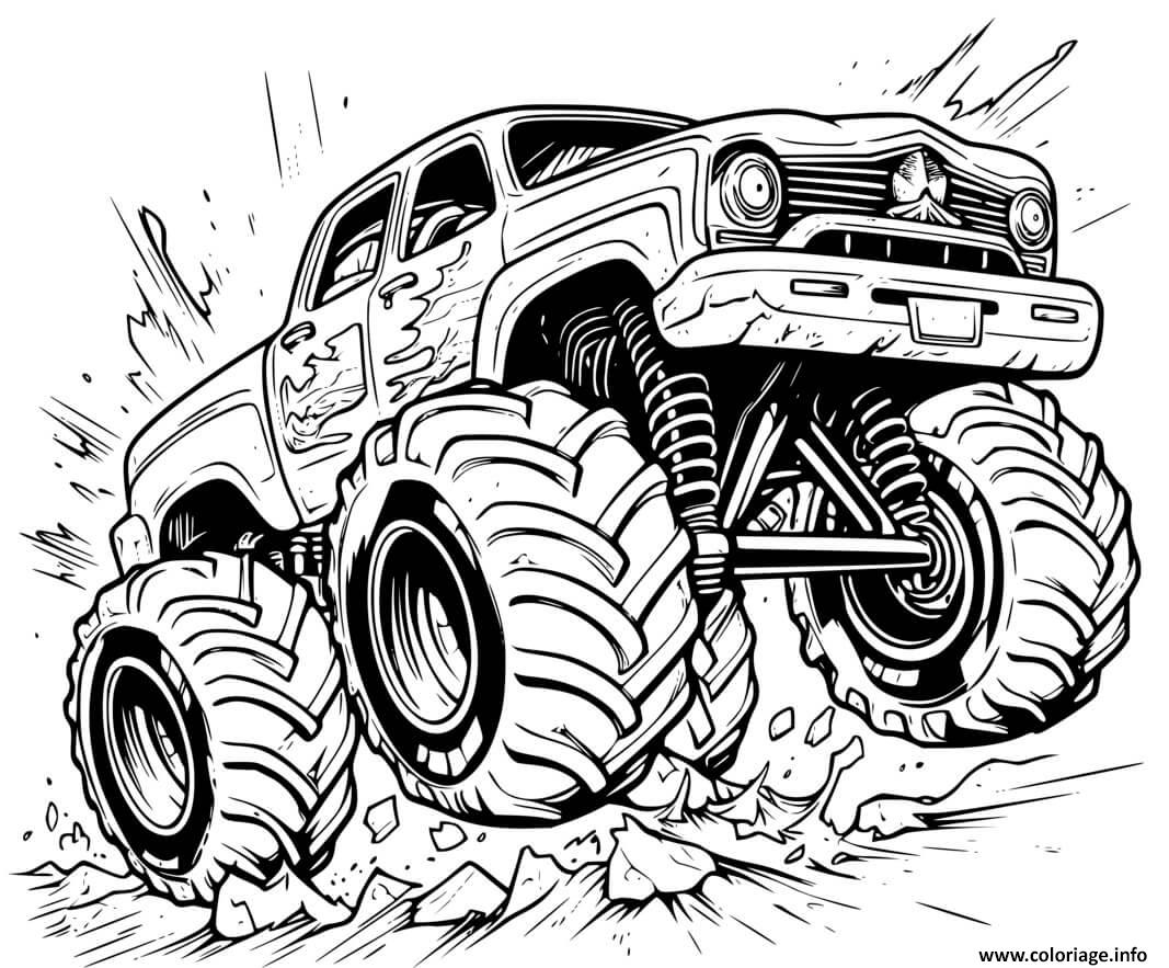 Dessin explosive monster jam truck Coloriage Gratuit à Imprimer