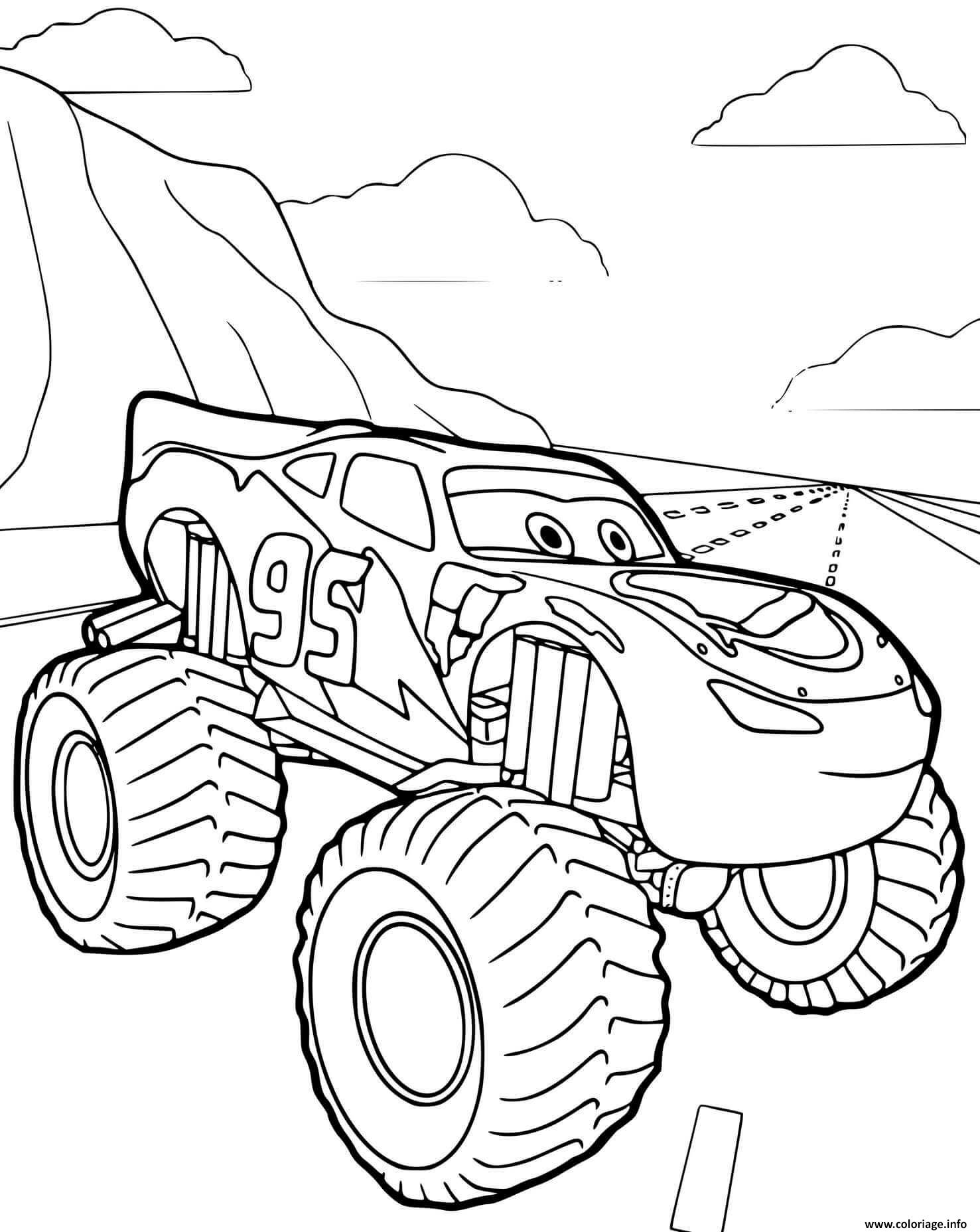 Dessin Cars Monster Truck Coloriage Gratuit à Imprimer