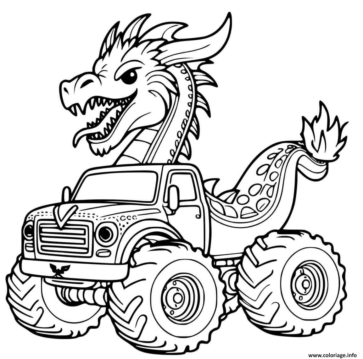 Dessin Dragon Monster Truck Coloriage Gratuit à Imprimer