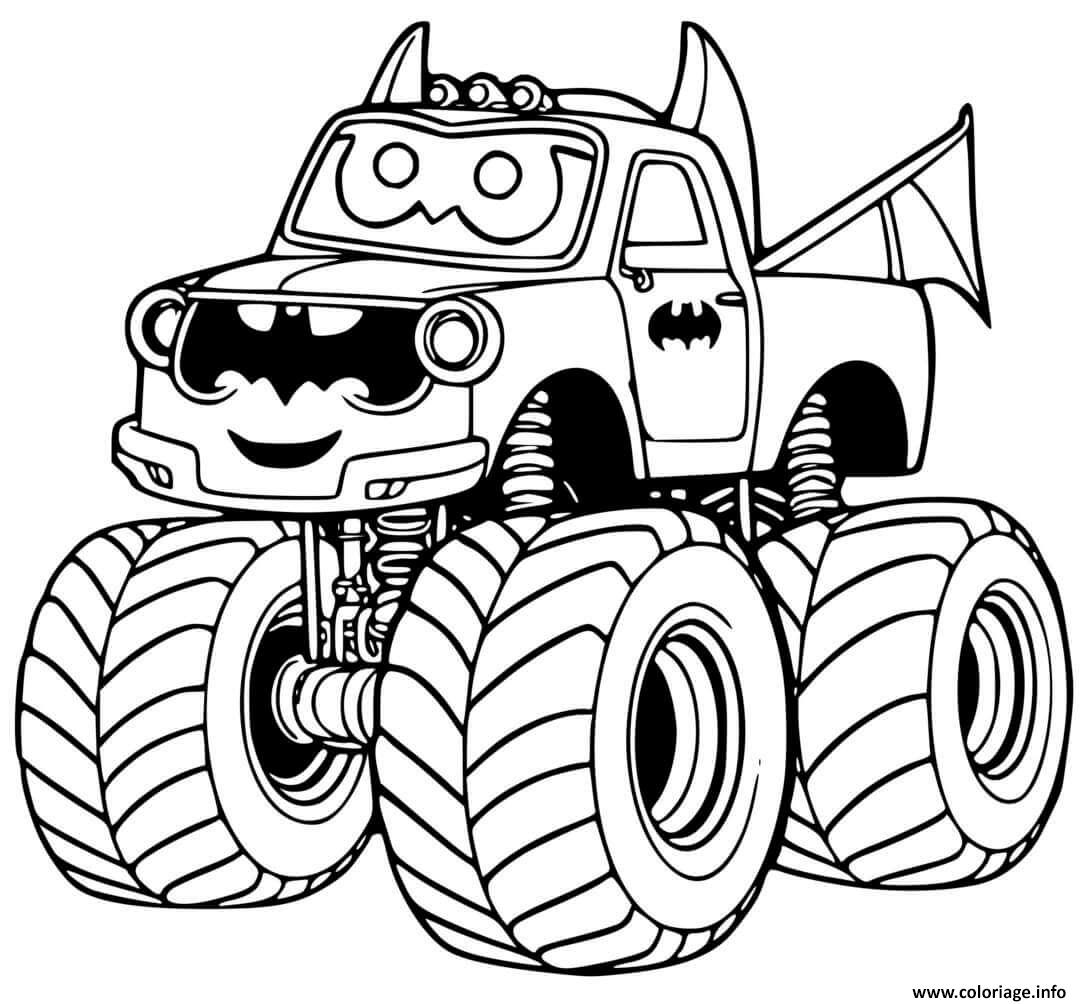 Dessin Batman Monster Truck Coloriage Gratuit à Imprimer