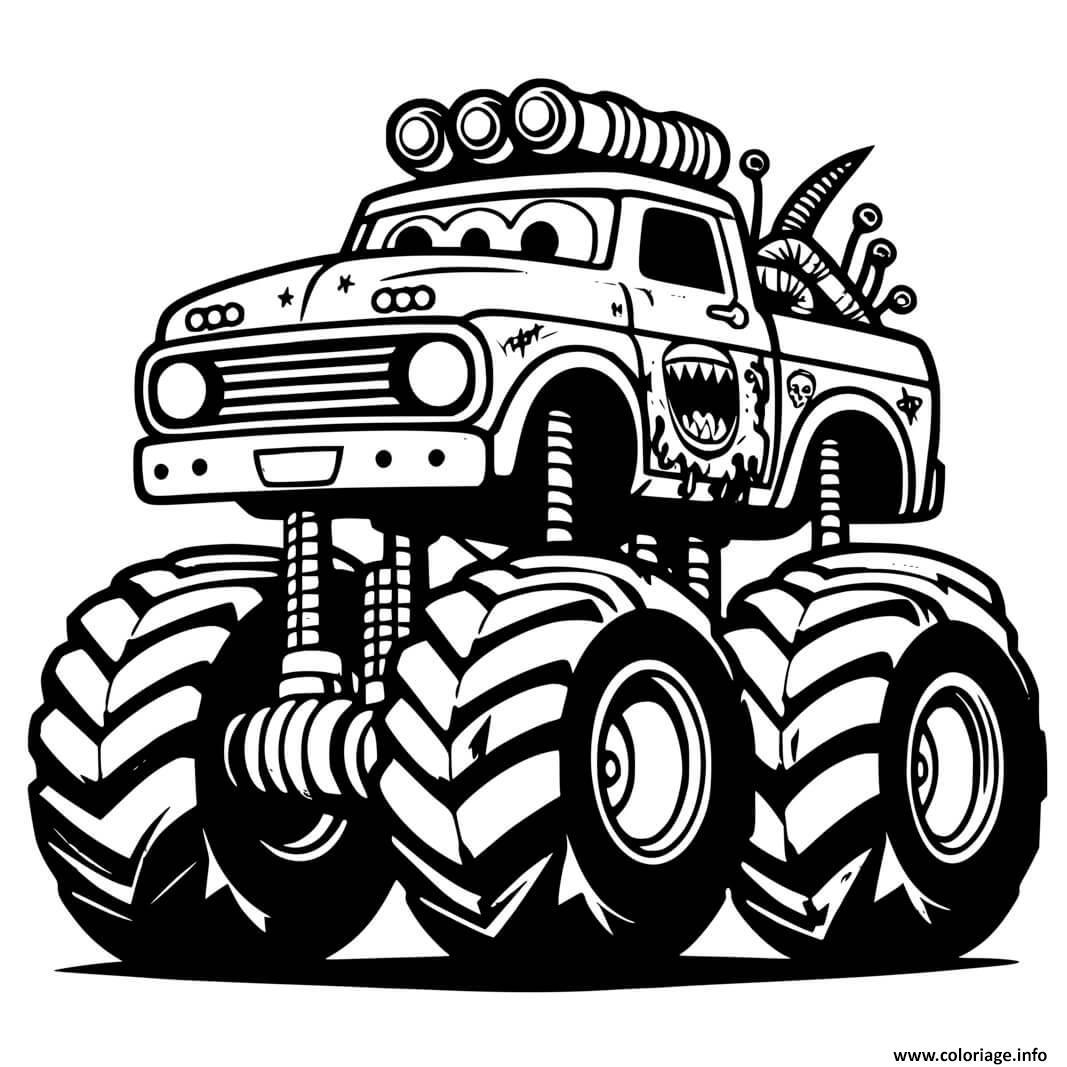 Dessin monster truck 3 eyes Coloriage Gratuit à Imprimer