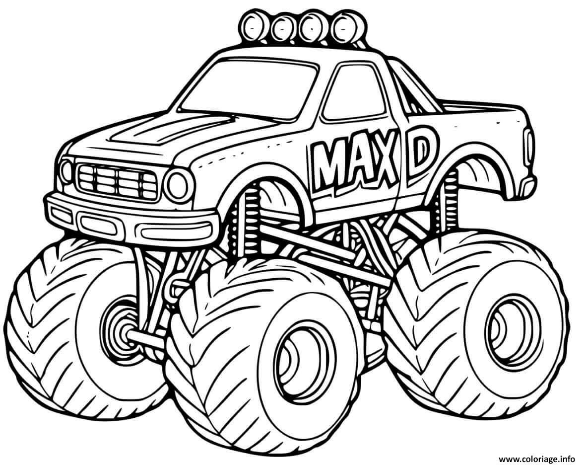 Dessin Max d Monster Truck Coloriage Gratuit à Imprimer