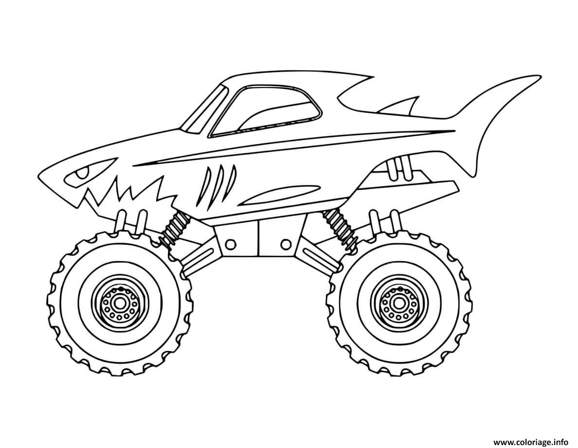 Dessin monster truck requin Coloriage Gratuit à Imprimer