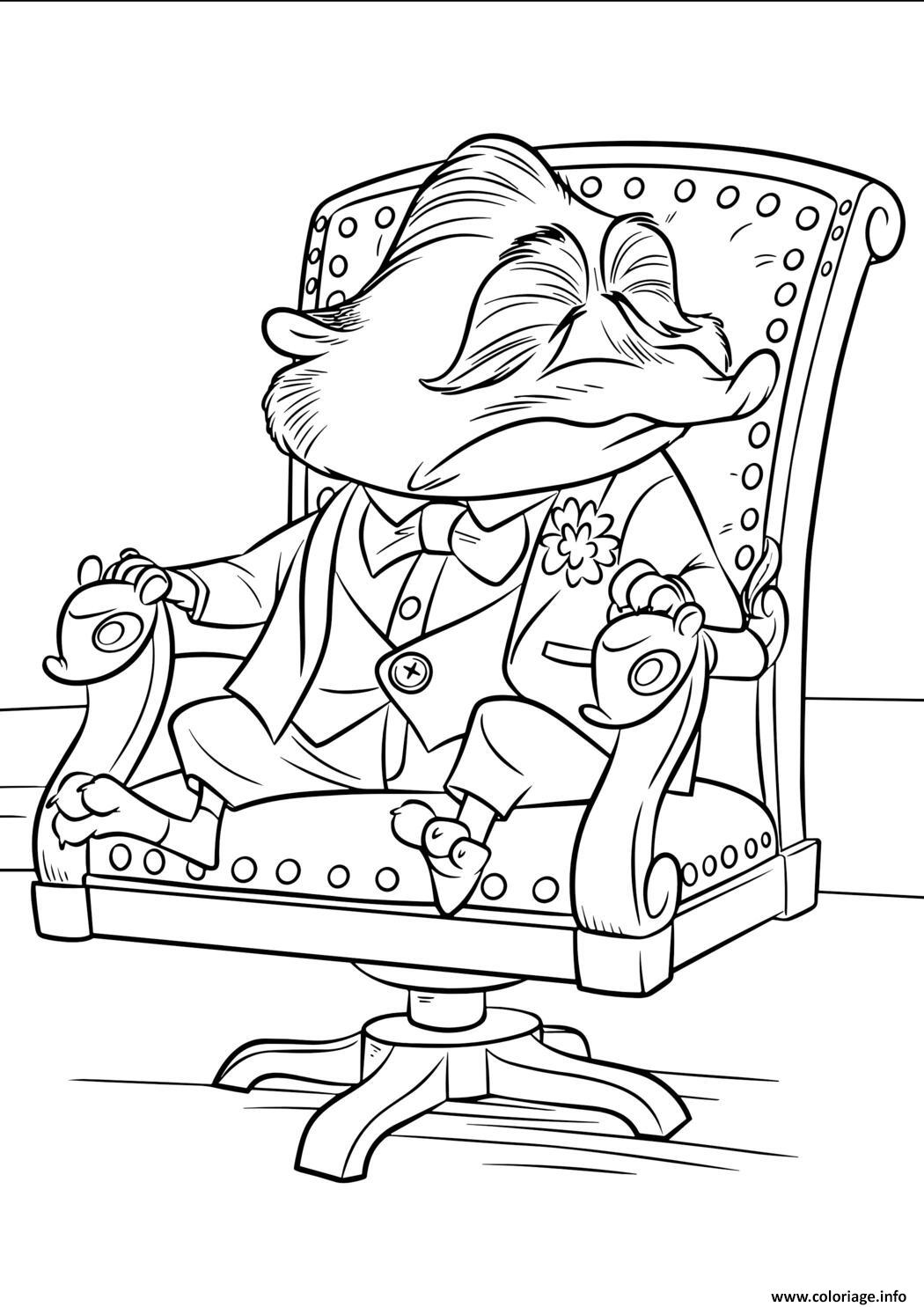 Dessin mr big endormi dans un fauteuil Coloriage Gratuit à Imprimer