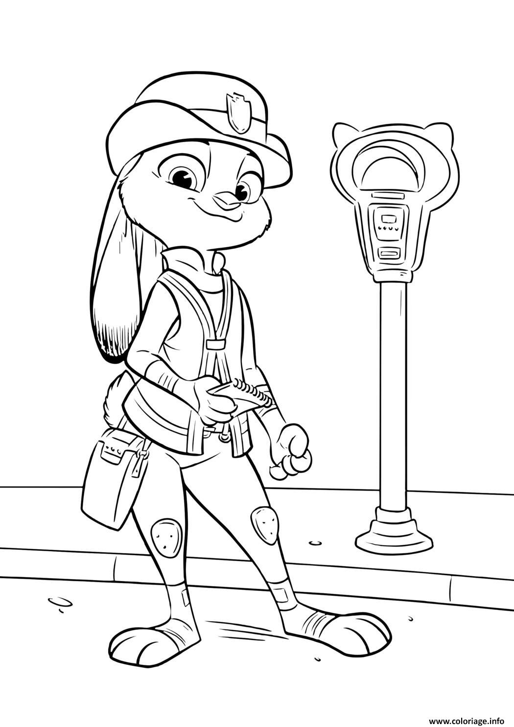 Dessin judy hopps en patrouille Coloriage Gratuit à Imprimer