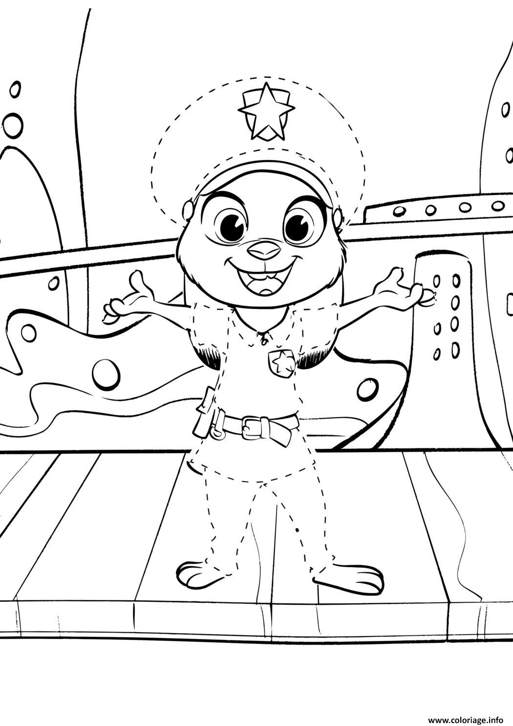 Dessin judy hopps souriante dans uniforme policier zootopie Coloriage Gratuit à Imprimer