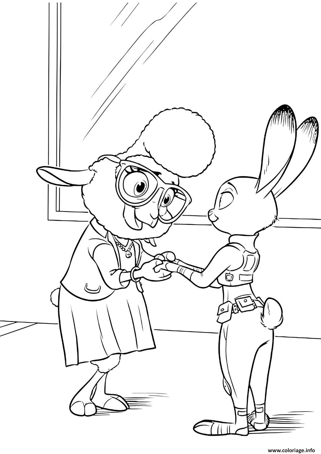 Dessin judy hopps rencontre madame otterton zootopie Coloriage Gratuit à Imprimer