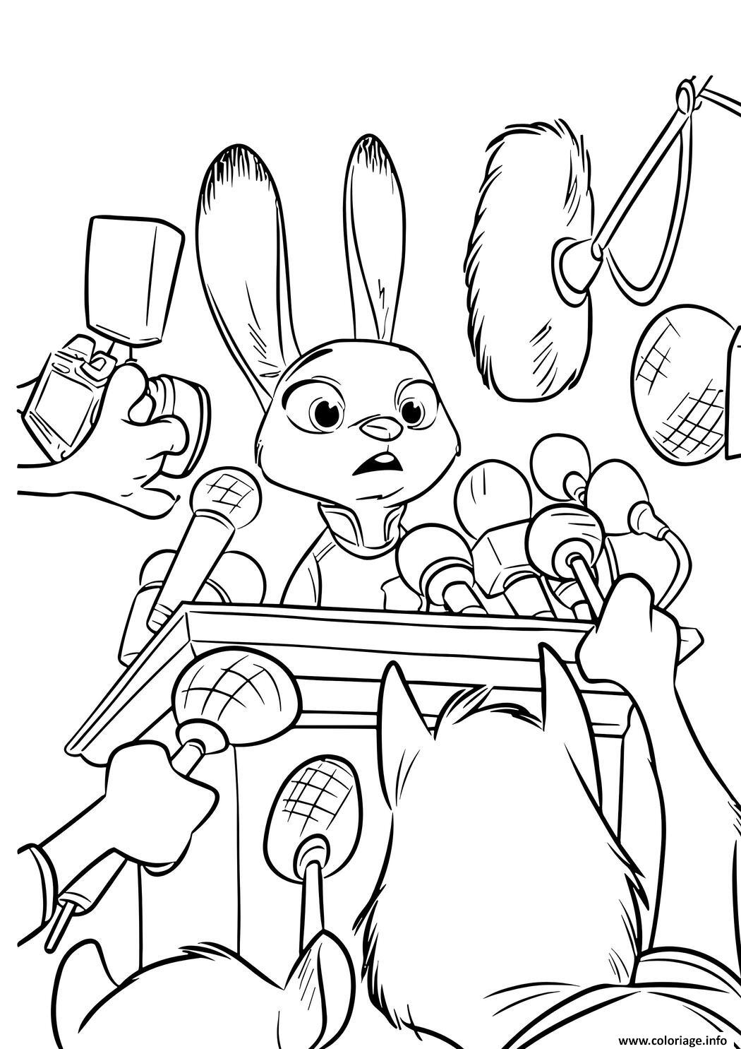 Dessin judy hopps en conference de presse Coloriage Gratuit à Imprimer