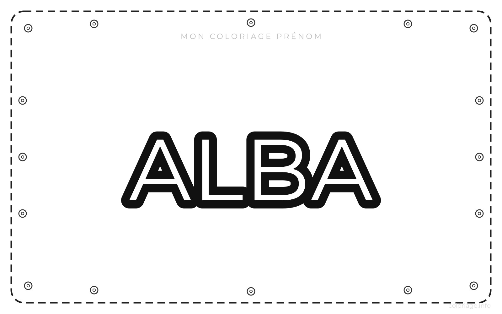Coloriage Prénom Alba - Prénom à imprimer