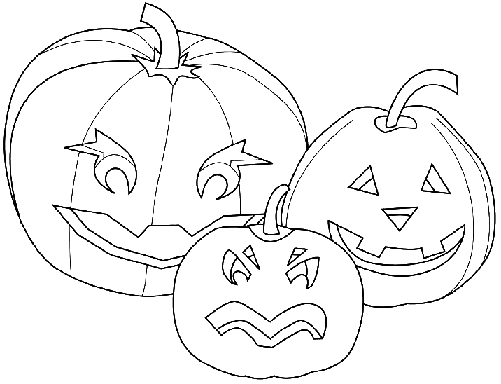 Coloriage 3 Citrouilles Pour Halloween - Halloween citrouille à imprimer