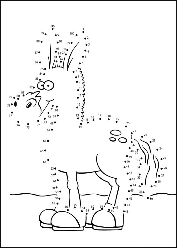 Coloriage 3 points a relier âne - Points a relier à imprimer