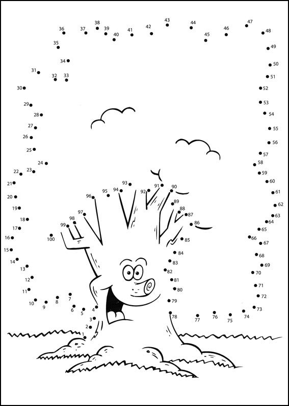 Coloriage 3 points a relier arbre nature - Points a relier à imprimer