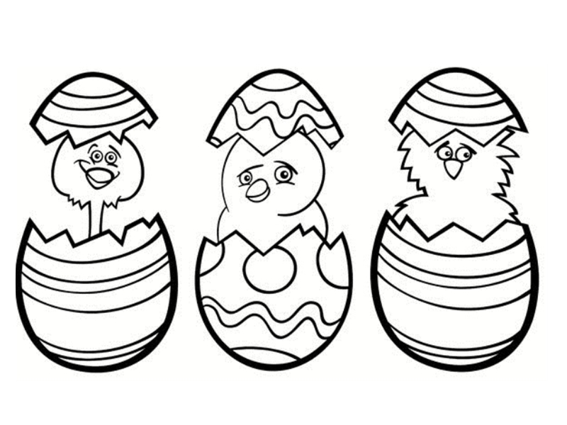 Coloriage 3 Poussins Pâques Facile - Pâques à imprimer